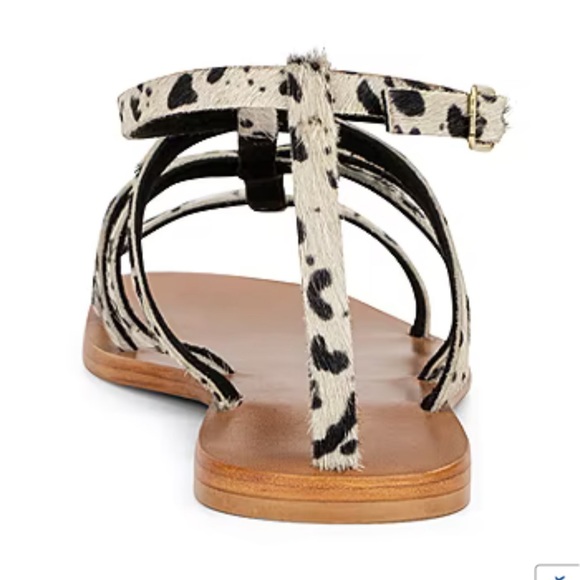 New Torgeis Size 10 Sandals Leather Pony Print Flat Shoes - Picture 6 of 8